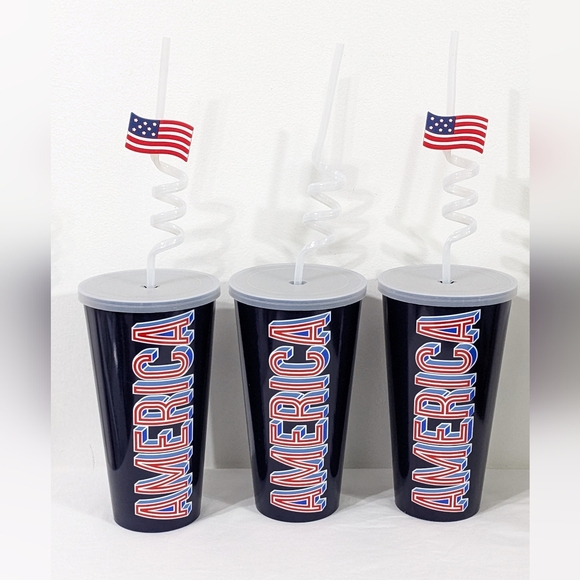 Americana 4th Of July Patriotic Sipper Cup With Lid & Straw, Bundle of 3, NWT - Picture 1 of 4